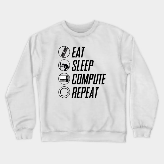 Eat Sleep Compute Repeat Crewneck Sweatshirt by 7-Bit Gaming